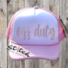 light pink Foam trucker hat with off duty embroidered light pink Foam trucker hat with off duty embroidered