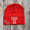 Double Color University Letter red beanie