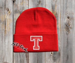 Double Color University Letter red beanie
