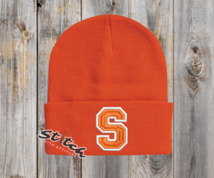 Double Color University Letter orange beanie