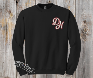 Daddy Hack logo embroidered on a black crewneck sweatshirt Daddy Hack logo embroidered on a black crewneck sweatshirt