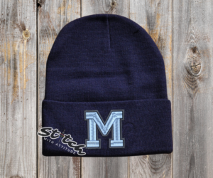 Double Color University Letter navy beanie