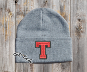 Double Color University Letter gray beanie