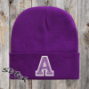 Double Color University Letter purple beanie