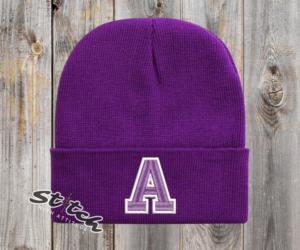 Double Color University Letter purple beanie