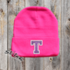 Double Color University Letter pink beanie
