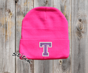 Double Color University Letter pink beanie