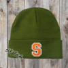Double Color University Letter army green beanie