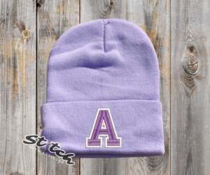 Double Color University Letter lavender beanie