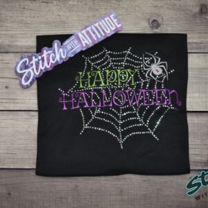 Happy Halloween Rhinestone Web Shirt, Crewneck and Hoodie
