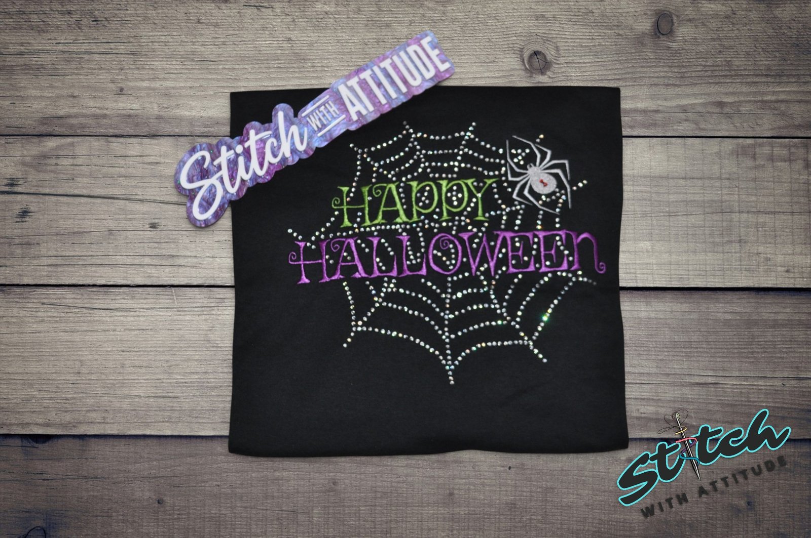 Happy Halloween Rhinestone Web Shirt