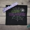 Happy-Halloween-Web-2 Happy Halloween Rhinestone Web Shirt, Crewneck and Hoodie