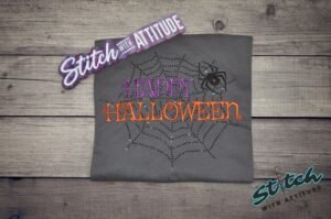 Happy-Halloween-Web-3 Happy Halloween Rhinestone Web Shirt, Crewneck and Hoodie