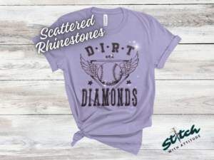 Includes-rhinestones-image Dirt and Diamonds Rhinestone Baseball Tee, Crewneck and Hoodie