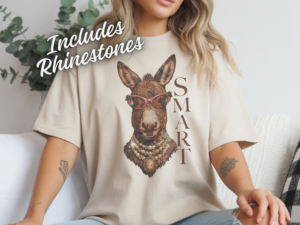 Smart A$$ Rhinestone Donkey Tee, Crewneck and Hoodie