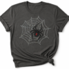 Spider-and-web-design-on-mock-up Black Widow Rhinestone Spider Web Shirt, Crewneck and Hoodie