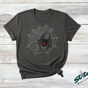 Black Widow Rhinestone Spider Web Shirt, Crewneck and Hoodie