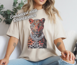 Tiger Vogue Rhinestone Leopard Tee, Crewneck and Hoodie