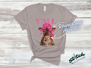 Y'all Cow Rhinestone Tee, Crewneck and Hoodie