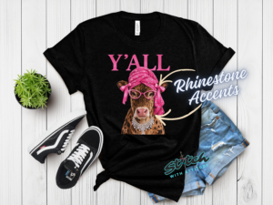 Y'all Cow Rhinestone Tee, Crewneck and Hoodie