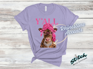 Y'all Cow Rhinestone Tee, Crewneck and Hoodie