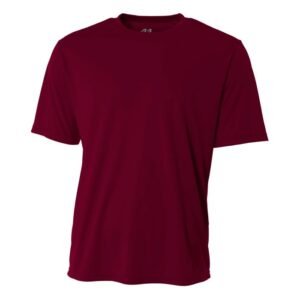 A4 N3142 DryFit short sleeve blank in maroon
