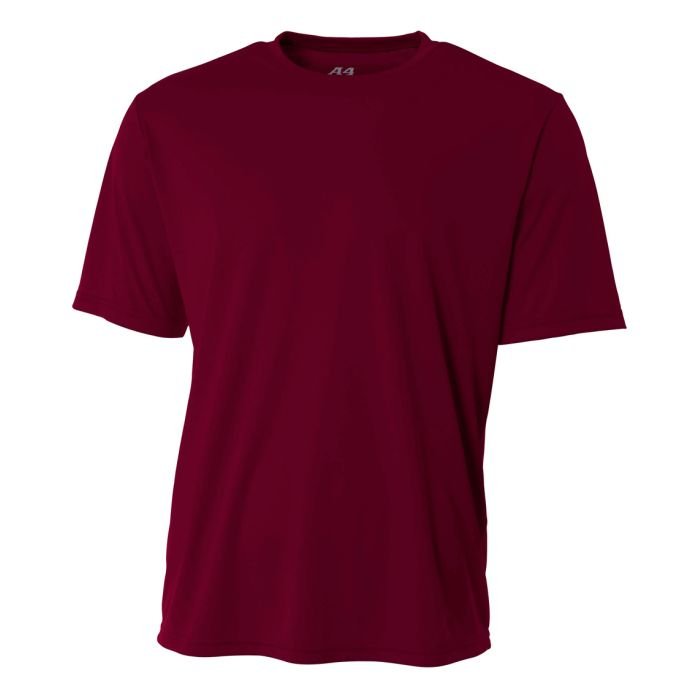 A4 N3142 DryFit short sleeve blank in maroon