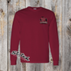 DaddyHack DH Performance Baseball chest logo on maroon Gildan long sleeve