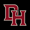 Daddy Hack Monogram Logo Daddy Hack DH monogram logo in red and cream