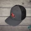 Daddy Hack Texas Filled on charcoal flexfit hat, side view Daddy Hack filled Texas state with DH logo on charcoal gray flexfit hat, side profile