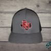 Daddy Hack Texas Filled on charcoal flexfit front Daddy Hack filled Texas design embroidered on charcoal flexfit hat, front view