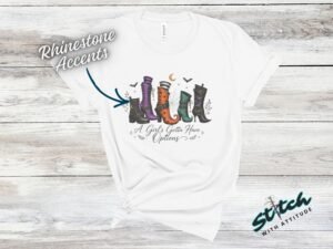A Girl's Gotta Have Options Witch Boots Tee - Girls-Gotta-Have-Options-Boots-Tee-3.jpg A Girl's Gotta Have Options Witch Boots Tee - witch boots Halloween tee with rhinestone accents