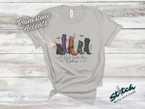 A Girl's Gotta Have Options Witch Boots Tee - Girls-Gotta-Have-Options-Boots-Tee-4.jpg A Girl's Gotta Have Options Witch Boots Tee - witch boots Halloween tee with rhinestone accents