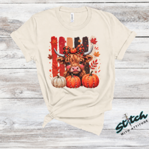 Highland Cow Fall Pumpkin Rhinestone Tee - Highland-Cow-Fall-Pumpkin-Rhinestone-Tee-1.png Highland Cow Fall Pumpkin Rhinestone Tee. A shaggy little cow in a plaid bow, three pumpkins, and real rhinestones set by hand. Fall, wearing it loudly.