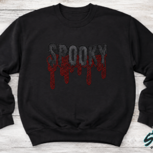 Spooky Drip Rhinestone Crewneck & Hoodie - witch boots Halloween tee with rhinestone accents